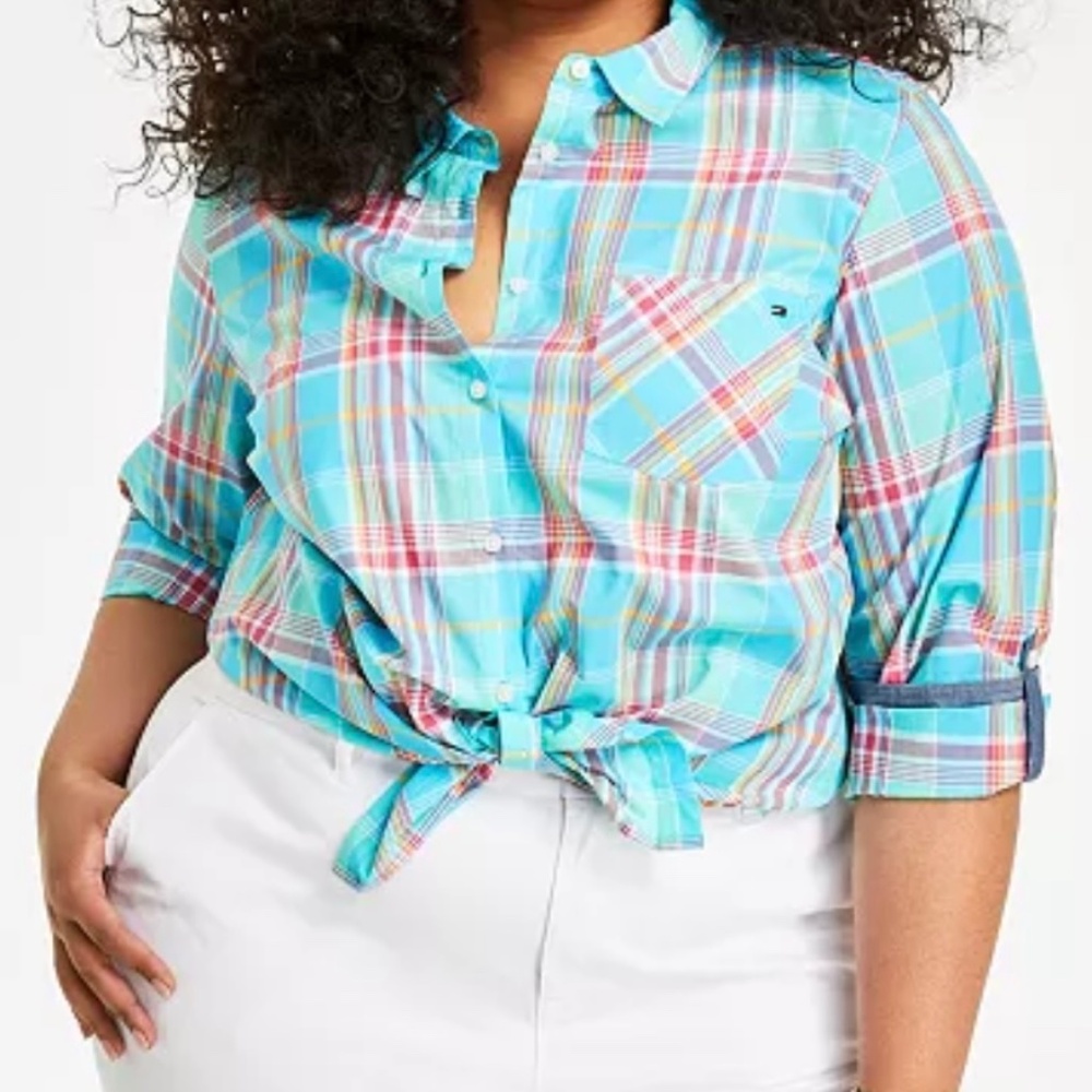 Tommy Hilfiger Plus Size Sleeve Button-Up Shirt